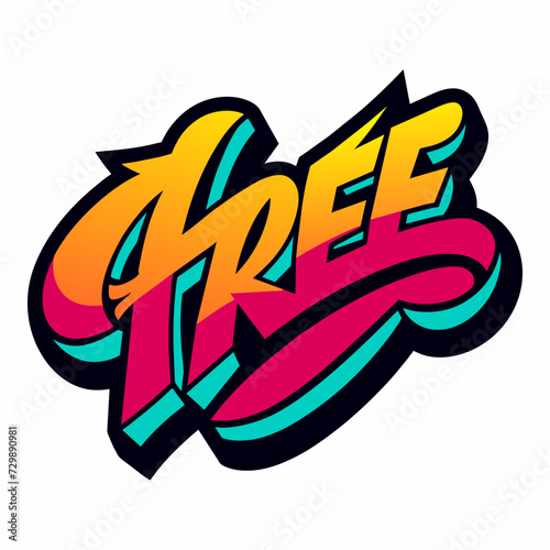 The word FREE in street art graffiti lettering vector image style on a white background.