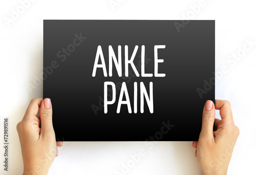 Ankle pain text quote on card, medical concept background