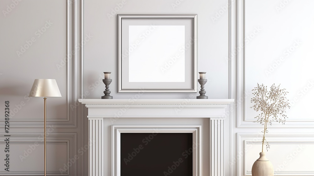 Fototapeta premium Elegant Living Room with Modern Fireplace and Decor