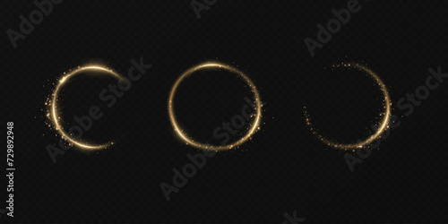 Month made of gold particles.shining sparkles.Frame.Vector image of a golden sparkling circle of stardust.