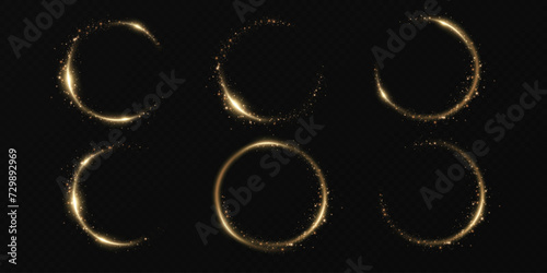 Month made of gold particles.shining sparkles.Frame.Vector image of a golden sparkling circle of stardust.