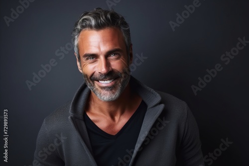 Portrait of a handsome middle-aged man smiling at the camera.