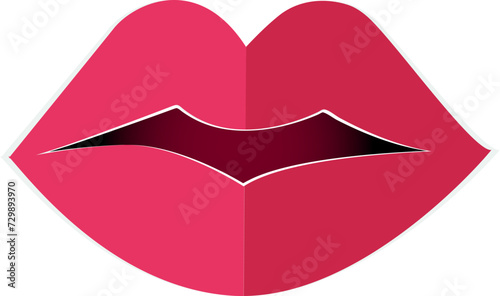 closeup of lip to kissing vector paper cut style vector illustration on valentine day