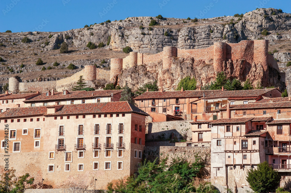Panoramic view of the mountain village of Albarracín (Aragón, Spain).
