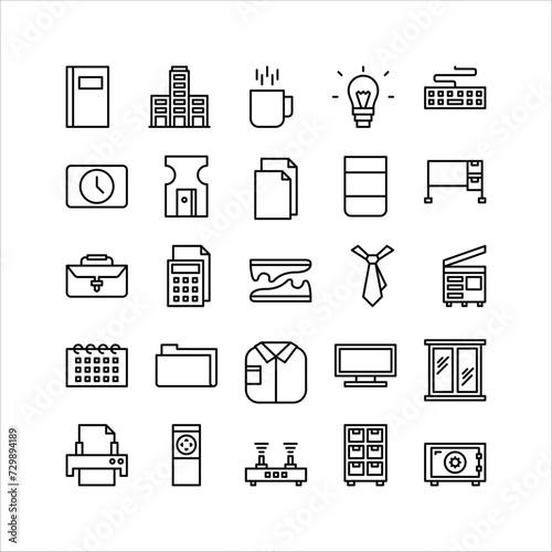 Office icon set line icon collection. Containing icons.