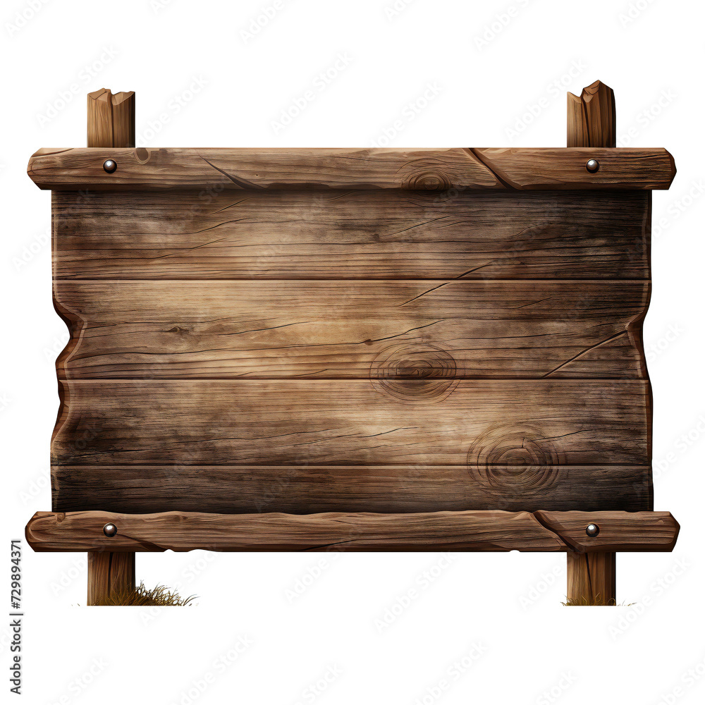 Wooden sign isolated on white. Wood old planks sign