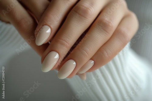 Elegant Neutral Manicure Close-up.