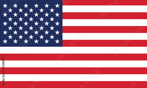 Flat Illustration of the United States flag. United States national flag design. 