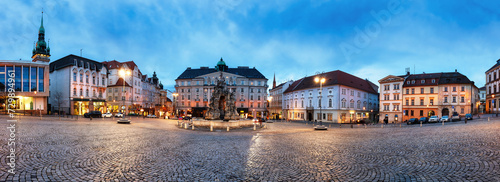Panorama of Square Zeleny Trh in Brno at night, Czech republic at night photo