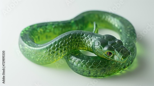 green snake on a white background