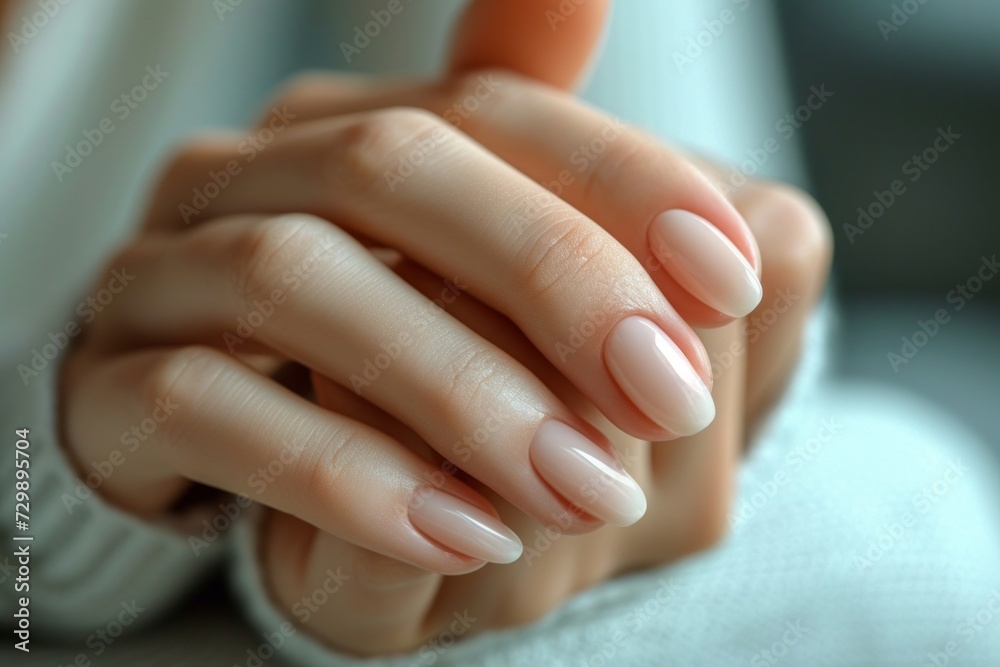 Elegant Neutral Manicure Close-up. Elegant Neutral Manicure Close-up.