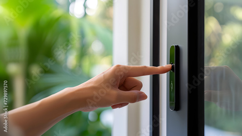  Smart doorbell in action Capture a hand pressing the doorbell button 