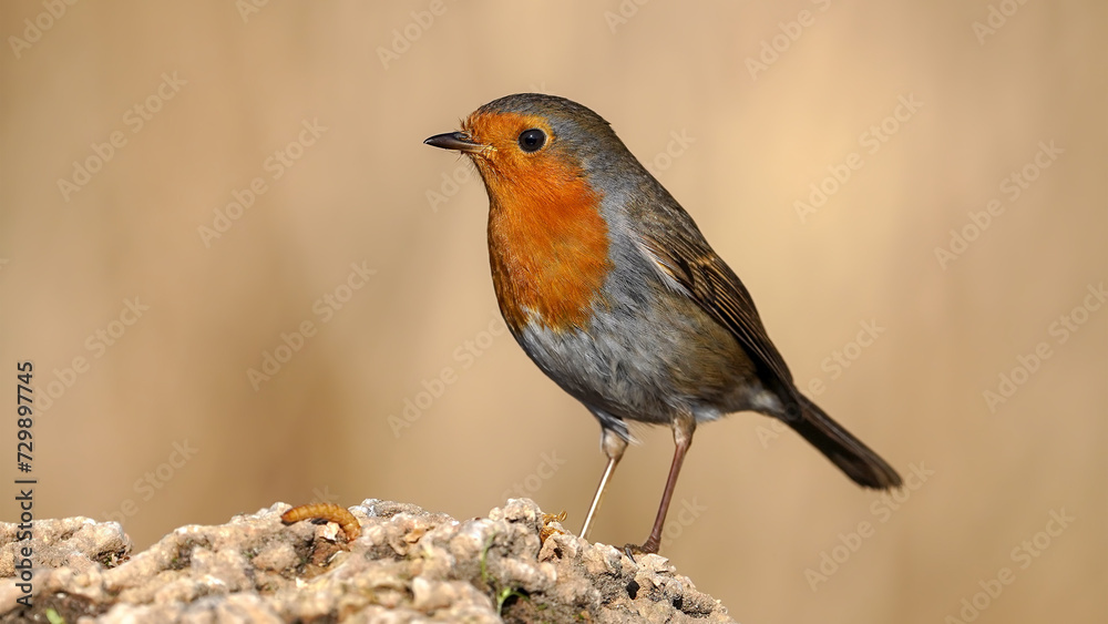 Robin bird perching on a rock Robin bird perching on a rock
