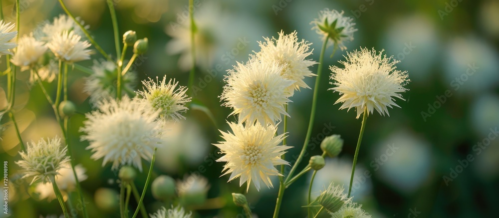 Goatsbeard 'Kneiffii' blooms in the garden with cream-colored spikes in summer. Goatsbeard 'Kneiffii' blooms in the garden with cream-colored spikes in summer.