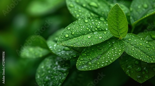 A macro shot of dew-kissed leaves, emphasizing organic skincare