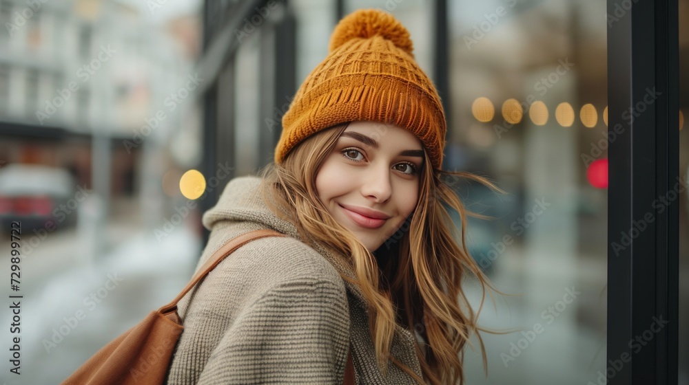 A stylish girl on the street, her relaxed outfit complementing her cheerful expression. A stylish girl on the street, her relaxed outfit complementing her cheerful expression.