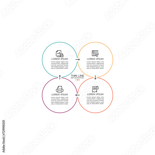 Thin line infographic. Vector Infographic design template with icons and 4 options or steps. Can be used for process diagram, presentations, workflow layout, banner, flow chart, info graph.