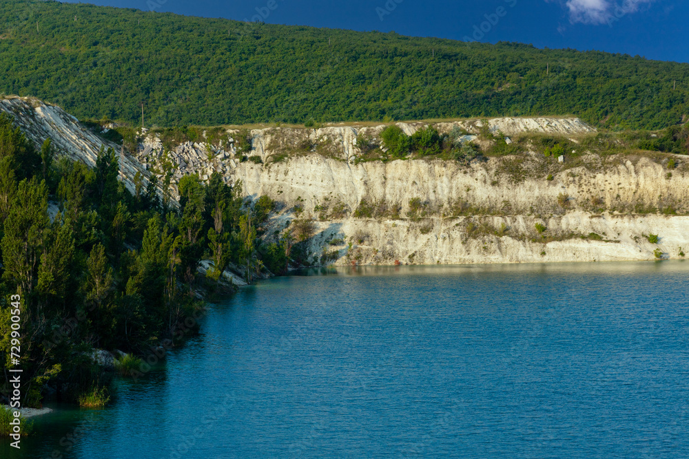 The lake was formed on the site of a former chalk quarry. The lake was formed on the site of a former chalk quarry.