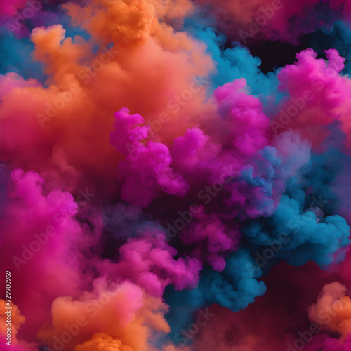 Vivid Shades Adorning Smoke Backgrounds. Pink and Blue Sky.