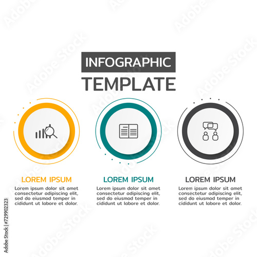 Vector infographic thin line design with marketing icons. Business concept with 3 options, steps or processes.