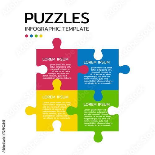 Pieces puzzle squares diagram. Squares business presentation infographic. 9 steps, parts, pieces of process diagram. Section compare banner. Jigsaw puzzle info graphic. Marketing strategy.