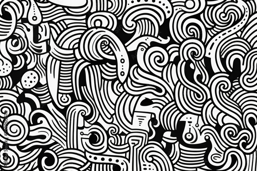 Doodle drawings black and white
