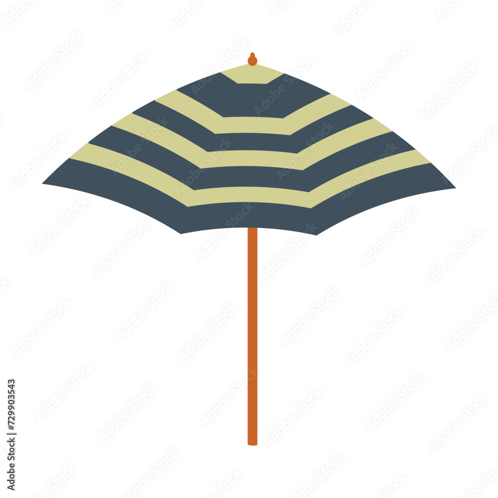 Obraz premium Striped beach sun umbrella isolated on white background. Vector.