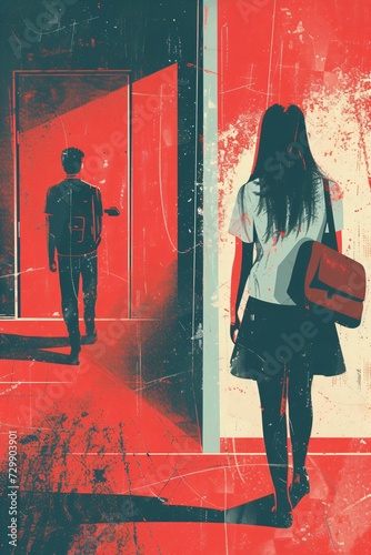 harcèlement scolaire, et exclusion, illustration artistique et conceptuelle, image ia générative 