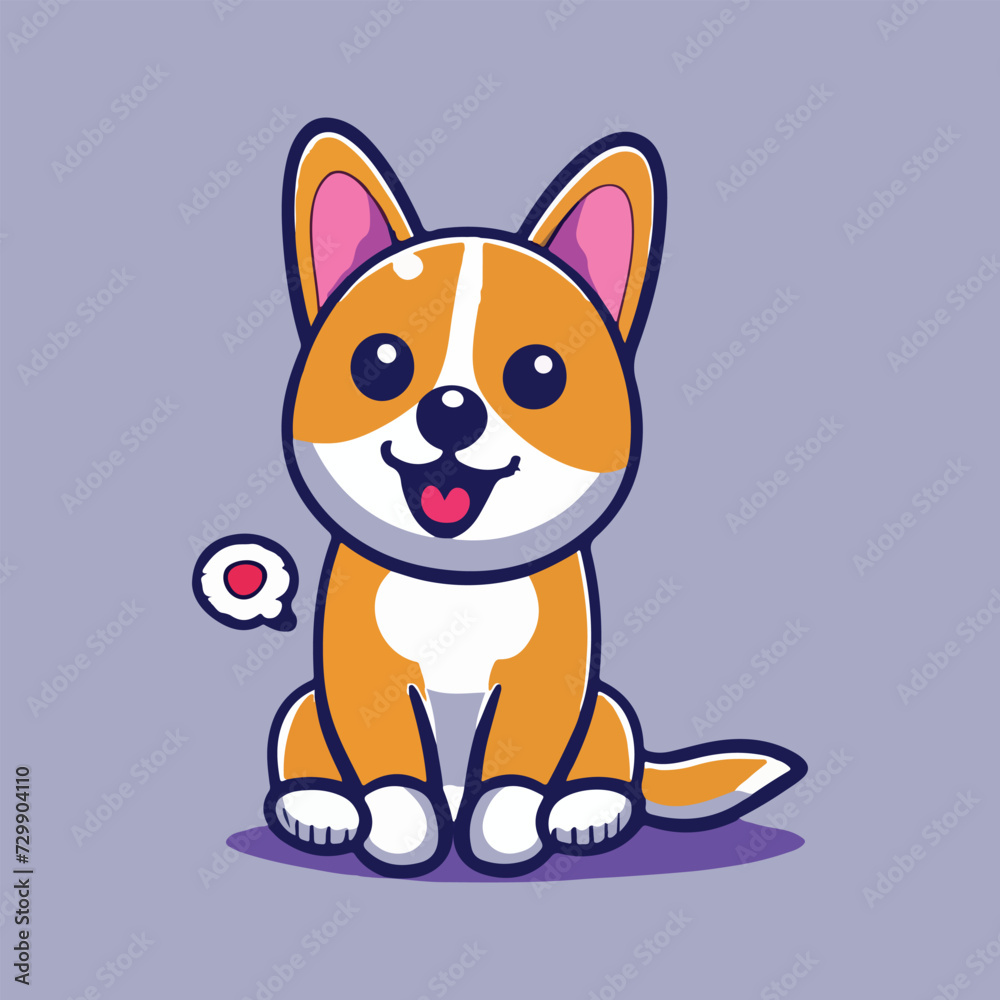 Cute corgi dog cartoon vector animal nature icon concept illustration.