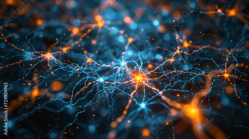 An abstract representation of AI, featuring circuitry neurons and connections.