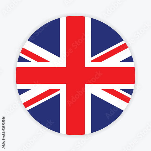 United Kingdom national flag vector icon design. United Kingdom circle flag. Round of United Kingdom flag. 
