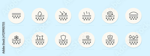 Skin protection line icon. Nourishes, hydrates, soothes, rejuvenates, and fortifies the skin barrier. Pastel color background. Vector line icon for business and advertising