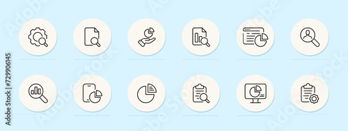 Magnifying glass line icon. Search, find, research, investigate, explore, discover, seek, locate, knowledge, data. Pastel color background. Vector line icon for business and advertising