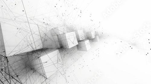 Abstract 3D wireframe structures creating a sense of technological complexity