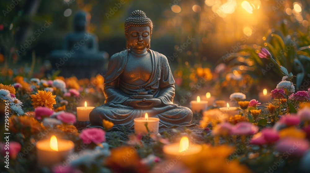Buddha's Enlightened Garden A Serene Meditation Space for Mindfulness and Well-being Generative AI