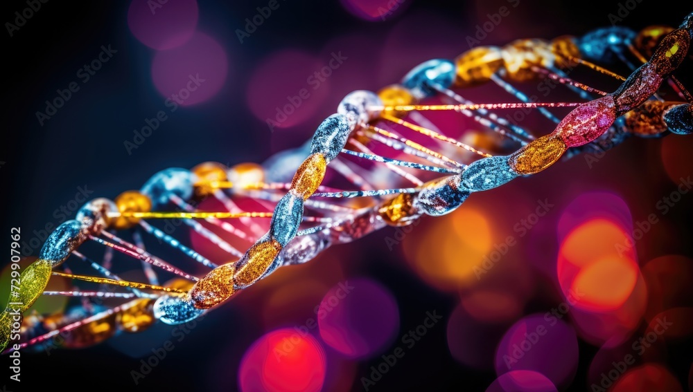 Fototapeta premium Photography of colored DNA no black background