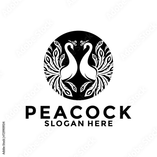 Luxurious Peacock bird logo icon, Abstract Peacock logo vector design template