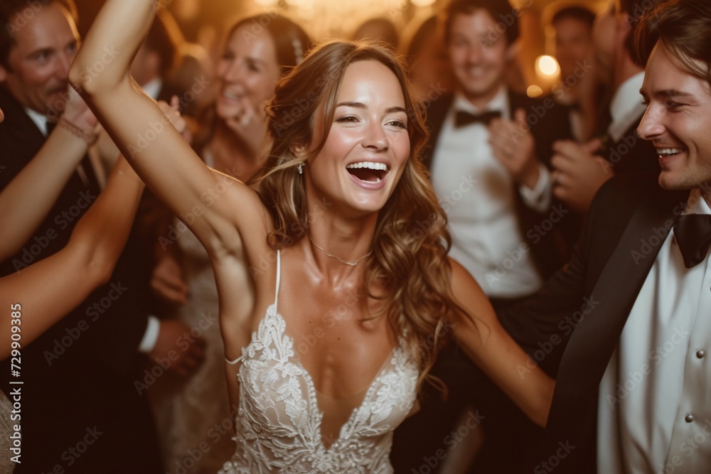 Wedding Season Bride and Groom Celebrate with Friends Generative AI Wedding Season Bride and Groom Celebrate with Friends Generative AI