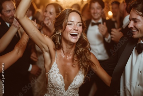 Wedding Season Bride and Groom Celebrate with Friends Generative AI