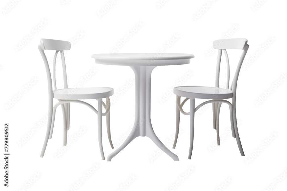 White table and chairs set isolated on transparent background. White table and chairs set isolated on transparent background.