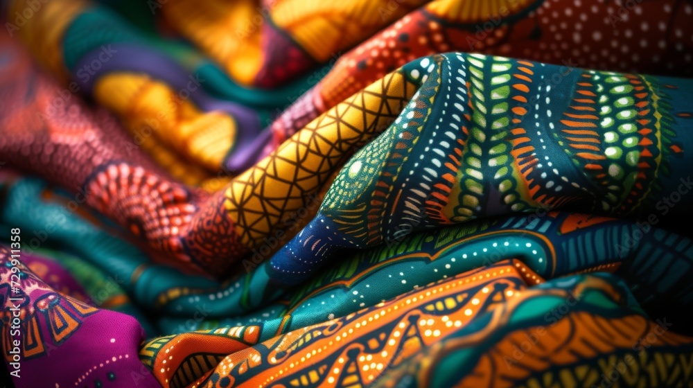 Multicolored African pattern on fabric. Textile pan Africa pattern. Multicolored African pattern on fabric. Textile pan Africa pattern.