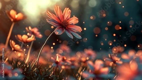 A field of blooming flowers swaying in the breeze, with the words "Peace Day" floating in the air. © IBRAHEEM'S AI