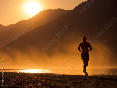 silhouette of a man runing badwater 100 mile photo