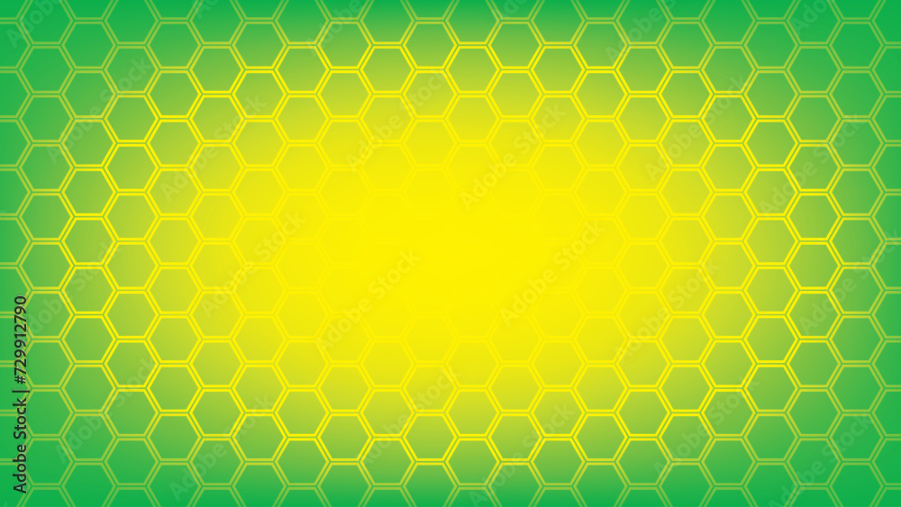 Abstract green and yellow color background with hexagonal shape pattern. Vector illustration.