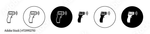 Contactless Infrared Thermometer Vector Illustration Set. Health Monitoring sign suitable for apps and websites UI design style.