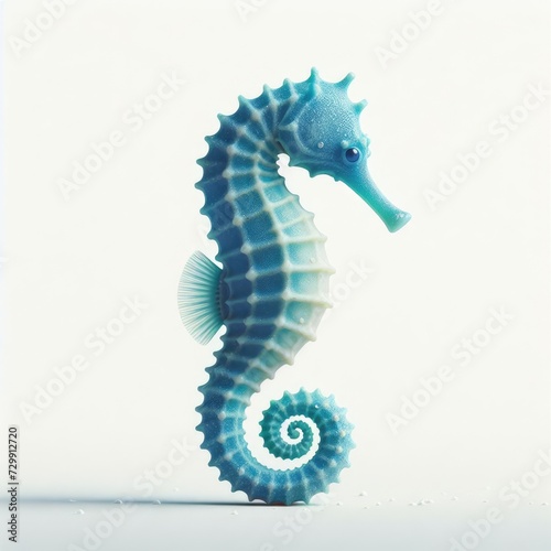blue seahorse on white