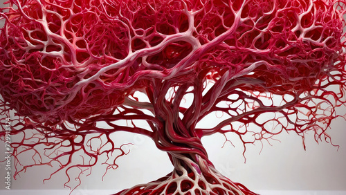 concept of the tree of the intricate nervous system and veins ending in the human brain photo