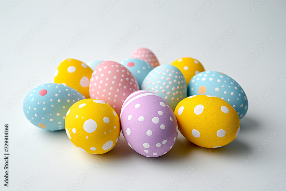 Colorful cute easter eggs isolated on white background.