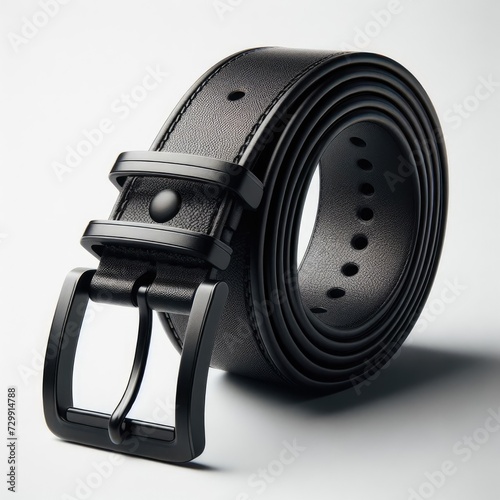 black leather belt isolated white