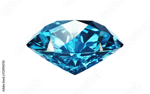Play of Light on the Lustrous Surface of a Blue Diamond on a White or Clear Surface PNG Transparent Background.